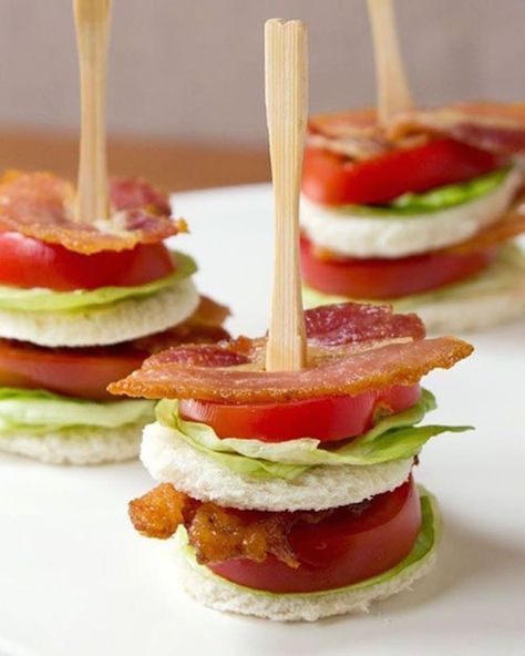 25 Easy Tiny Finger Food Recipe Ideas You Can Serve on a Toothpick - Brit + Co Halloween Fingerfood, Horderves Appetizers, Fingerfood Baby, Bacon Blt, Halloween Finger Foods, Make Ahead Appetizers, Fingerfood Party, Meat Appetizers, Finger Foods Easy