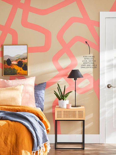 Make Some Mural Magic on a Blank Wall With Paint and One of These Bold, Colorful Patterns Wall Murals Painted Diy, Wall Murals Diy, Diy Mural, Bath Inspiration, Primary Bath, Accent Wall Paint, Bedroom Murals, Wall Murals Painted, Hand Painted Walls