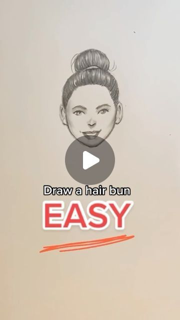 How To Draw Bun Hair, How To Draw Cute Characters, Easy Drawing Hair, How To Draw Hair Easy, Hair Easy Drawing, Hair Bun Drawing, Easy Hair Drawings, Easy Portrait Drawing, Hair In A Bun