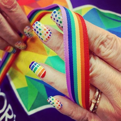 Pride Dip Powder Nails, Pride Manicure, Pride Nails, Dip Powder Nails, Dip Powder, Powder Nails, Nail Spa, Rainbow Stripes, Nail Ideas