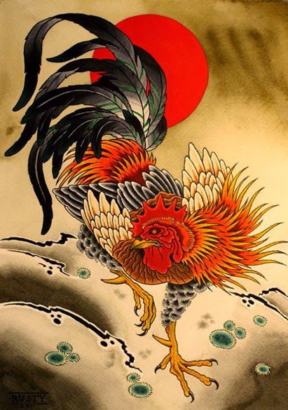 Year of the Rooster - Chinese New Year, Sat., Jan. 28th. Tato 3d, Chicken Tattoo, Rooster Tattoo, Rooster Painting, Art Chinois, Rooster Art, Ohara Koson, Chinese Astrology, Japan Tattoo