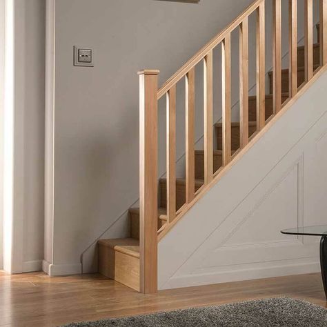 Artisan all ash with spindles Winder Staircase, Wooden Staircase Railing, Banister Ideas, Stairs Makeover Design, Stairs Makeover Ideas, Staircase Kits, Stair Kits, Stair Banister, Wooden Staircase