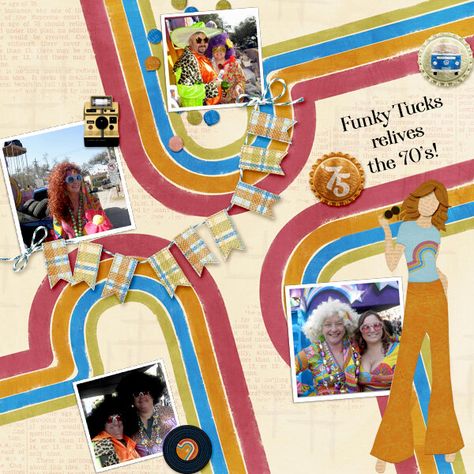 70's - Scrapbook.com 70s Scrapbook, 70s Yearbook Theme, Groovy Scrapbook Layout, 60s Yearbook, 70s Yearbook, 70s Magazine Layout, Groovy Poster Design, Retro Yearbook Ideas, Retro Scrapbook