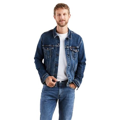 Limited-time deal for Prime Members: Levi's Men's Trucker Jacket (Also Available in Big & Tall) Straight Back, Suits And Jackets, Shank Button, Trucker Jacket, Big & Tall, Levis Men, Signature Logo, Chest Pocket, Mens Suits