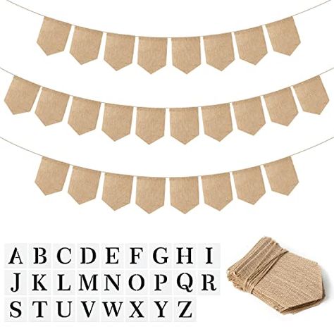 Diy Burlap Signs, Diy Burlap Banner, Welcome Home Banners, Alphabet Signs, Burlap Signs, Blank Banner, Burlap Flag, Flag Garland, Birthday Wall