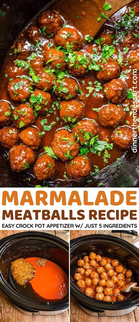 Marmalade Meatballs are a zesty twist on a classic crockpot appetizer, with Catalina dressing, sweet orange marmalade and red pepper flakes. Meatballs Crockpot Orange Marmalade, Orange Glazed Meatballs, Recipes That Use Orange Marmalade, Orange Marmalade Cheese Ball, Recipes Using Catalina Dressing, Orange Marmalade Appetizer, Orange Meatballs Crockpot, Orange Marmalade Recipes, Recipes With Catalina Dressing