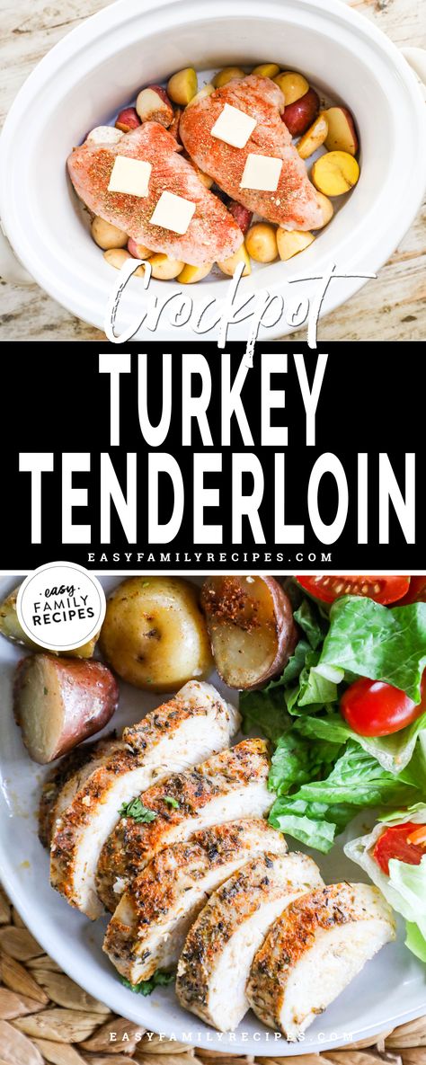 Turkey tenderloin in the crock pot and served sliced on a plate Turkey Tenderloin Crockpot, Turkey Tenderloin Crock Pot, Crockpot Chicken Tenderloins, Crockpot Turkey Tenderloin, Tenderloin Crockpot, Tenderloin Recipes Crockpot, Crock Pot Turkey, Turkey Tenderloin Recipes, Recipe With Potatoes