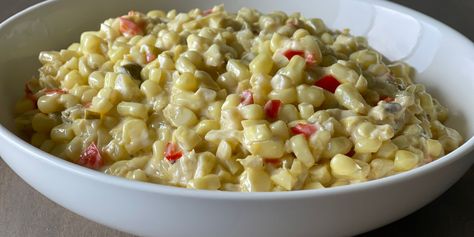 GREEN CHILE CREAMED CORN - Eats by the Beach Peppers And Cream Cheese, Classic Tuna Melt, Tequila Lime Chicken, Corn Crop, Tuna Melt, Patty Melt, Green Chiles, Summer Corn, Creamed Corn