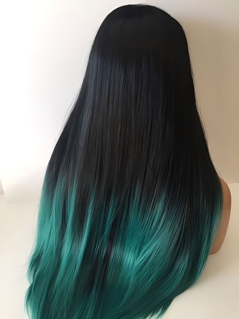 Black Ombre Hair, Red Scene Hair, Black Hair Ombre, Green Hair Dye, Cute Hair Colors, Teal Hair, Hair Color Streaks, Beautiful Hair Color, Pretty Hair Color