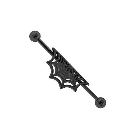 Black Goth Spider Web Industrial Barbell body jewelry piercing ring... ❤ liked… Goth Piercings, Vintage Clock Tattoos, Goth Spider, Industrial Piercings, Ear Bar, Industrial Piercing Jewelry, Gothic Culture, Bar Earring, Jewelry Goth