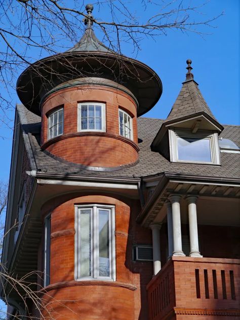 Here's What You Call Those Rounded Rooms on Older Homes | Apartment Therapy Round Rooms Architecture, Turret Addition, Octagonal Room, Castle Style Homes, Turret House, Turret Room, Beacon House, Older Homes, Victorian Style Homes