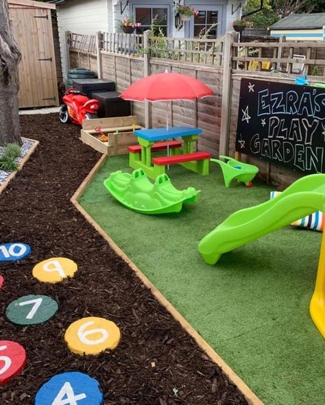 Summer is coming, sharing some awesome ideas for backyard playgrounds for the kiddos so you can both enjoy and make memories together ✌🏼🩷💙#backyard #playground #summervibes #kidsplaying #kidsactivities #kidsplayground Side Yard Kids Play Area, Home Daycare Backyard Ideas, Backyard Play Area For Toddler, Playground Area Backyard, Toddler Playground Backyard, Turf Backyard Ideas Play Areas, Outdoor Daycare Play Area, Outdoor Play Areas For Toddlers, Diy Kids Outdoor Play Area Ideas