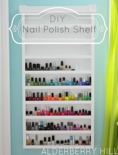 diy nail polish shelf, cleaning tips, shelving ideas House Diys, Nail Polish Shelf, Nail Polish Storage, Nail Polish Organizer, Diy Nail Polish, Apartment Diy, 2x4 Furniture, Craft Box, Diy Shelves