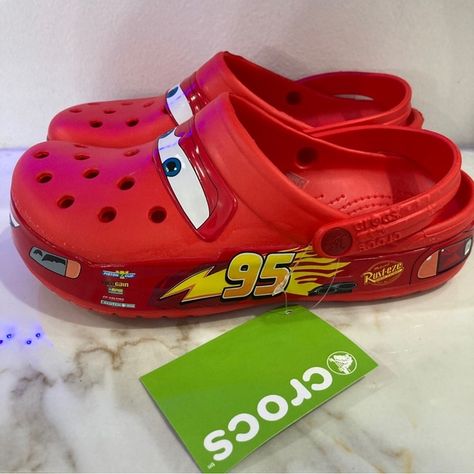 New Crocs Classic Clog Cars Disney Pixar Lightning Mcqueen Size W8/M6 NO LIGHTS Lightning Mcqueen Shoes, Lightning Mcqueen Crocs, Cars Disney Pixar, Red Clogs, New Crocs, Clog Style, Cars Disney, Clogs Style, Crocs Classic Clogs