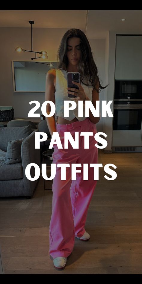 Embrace stylish pink pants outfit ideas that will make a fashionable statement wherever you go. Denim And Pink Outfit, Pink Pants Outfit Ideas, Pink Pants Outfit, Jeans Inspiration, Pants Outfit Ideas, Perfect Denim, Comfortable Pants, Chic Pink, Pink Pants