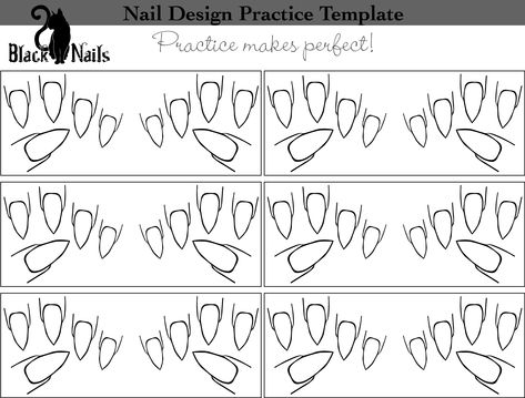 Printable Nail Art Templates, Printable Art Templates, Printable Nail Art Practice Sheet, Printable Nail Art, Nail Template, Almond Shaped Nails Designs, Diy Nails Stickers, Nail Art Stencils, Long Almond Nails