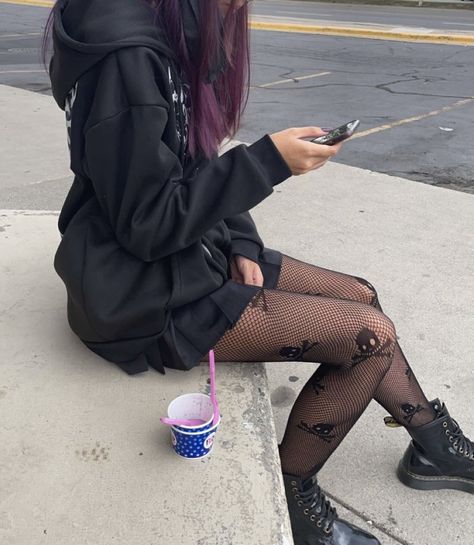 skull stockings  mini skirt  emo outfit Dark Edgy Aesthetic Outfits, Alternative Outfits For Winter, Alternative Outfits School, Alternative Date Outfit, All Black Outfit Aesthetic Grunge, Egirl Winter Fashion, Dark Style Outfits, Classic Goth Outfits, Soft Edgy Outfits