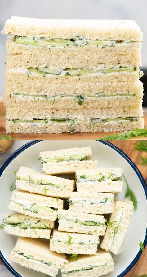 Party Sandwiches Recipes, Tea Party Sandwiches Recipes, Cucumber Sandwich, Sliced Cucumber, Tea Party Sandwiches, Tea Sandwiches Recipes, Resipi Kek, Afternoon Tea Recipes, Tea Party Food