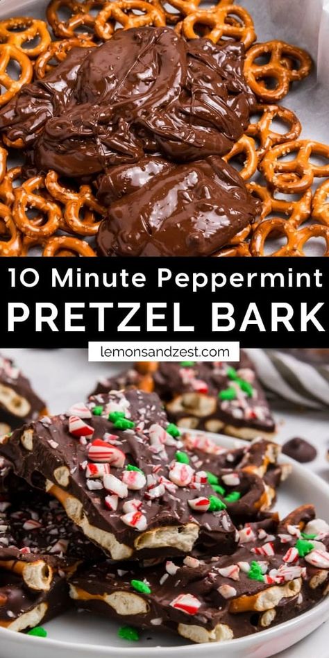 Peppermint Pretzel Bark, Chocolate Pretzel Bark, Christmas Platters, Lemon Zest Recipes, Salty Pretzels, Peanut Butter Bark, Peppermint Pretzel, Pretzel Bark, Christmas Pretzels