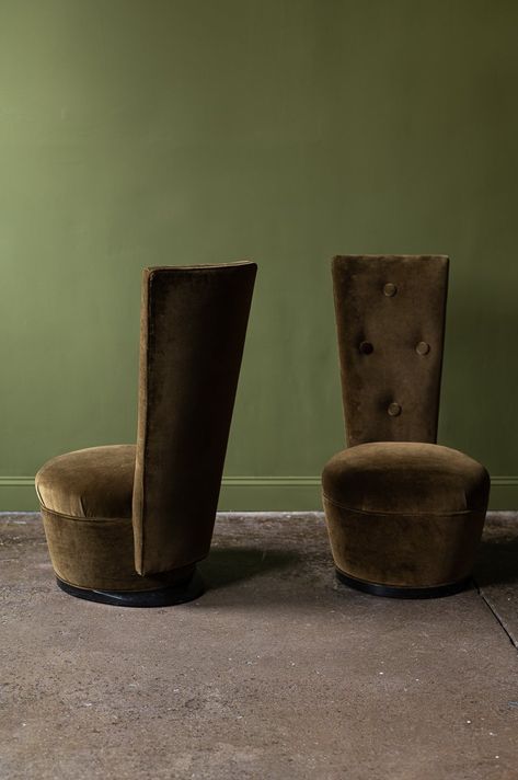 Pair of James Mont Chairs — The Flat Westport James Mont, Green Velvet, Art Object, Jordan, Lighting, Furniture