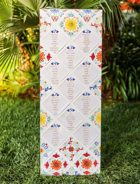 spanish tile inspired seating chart escort card Spanish Style Wedding, Hacienda Wedding, Spanish Wedding, Boda Mexicana, Seating Plan Wedding, Spanish Tile, Mexican Wedding, Seating Plan, Seating Chart Wedding