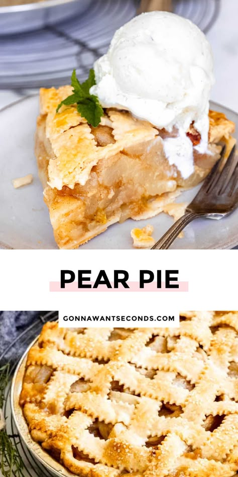 *NEW* Move over apple pie, my pear pie is a sweet and refreshing pie that has a cinnamon and nutmeg scented filling with a lemon zest zing! #pearpie #pie Pear Desserts Easy Simple, Quick Pie Recipes, Recipes With Pears, Winter Pies, Fresh Pear Recipes, Pear Pie Filling, Unique Pie Recipes, Pear Tart Recipe, Pear Pie Recipe