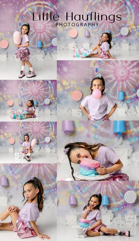 cute photos of a 5-year-old birthday cake smash with pastels and Ferris wheel backdrop. Four Ever Sweet Photoshoot, 6 Birthday Photoshoot Ideas, 6th Birthday Photoshoot Ideas, 5th Bday Photoshoot Ideas, Ice Cream Birthday Photo Shoot, 8th Birthday Photoshoot Ideas, 4th Birthday Photoshoot Ideas, 7th Birthday Photoshoot Ideas, Birthday Photoshoot Ideas Kids