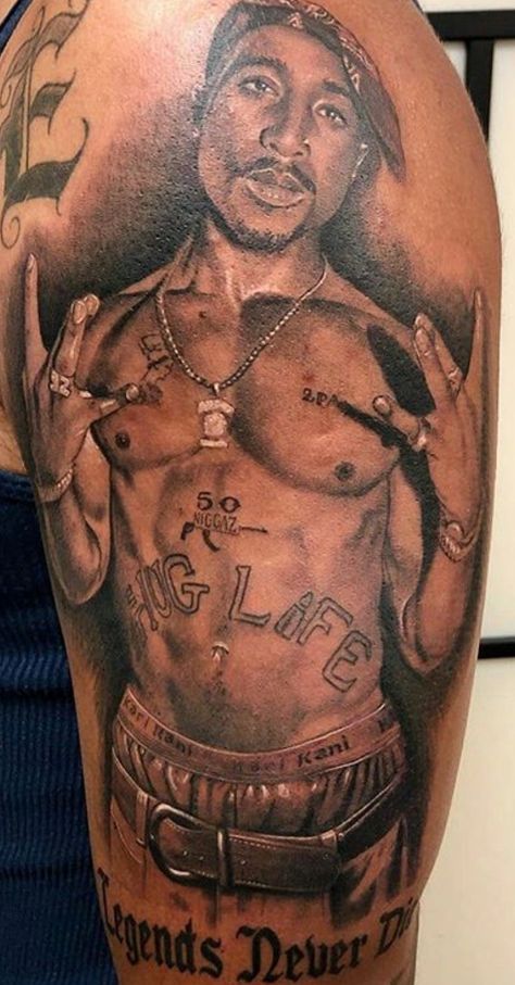 WOW....great tatoo Makaveli Tattoo, Portrait Tattoo, Rap, Tattoos, Quick Saves