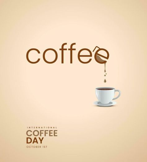 International coffee day. Creative coffee ads. 3D illustration Coffee International Day, International Coffee Day Creative Ads, Coffee Day Creative Ads, Coffee Poster Design Graphics, Coffee Creative Ads, Bakery Ads, Tea Ads, Happy International Coffee Day, Coffee Ads