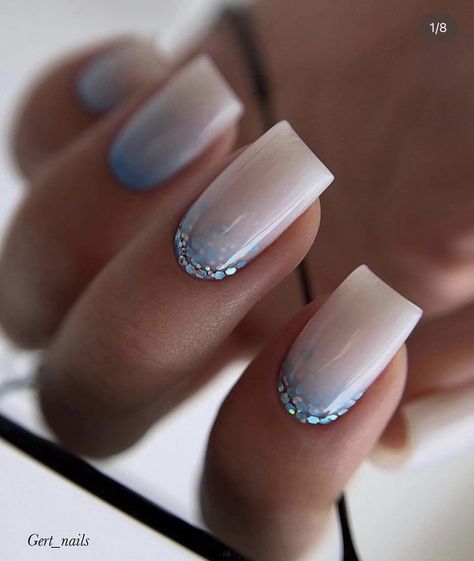 Ombre Nails Blue, Two Color Nails, Wow Nails, Sassy Nails, Ombre Acrylic Nails, Blue Gel, Christmas Gel Nails, Classy Acrylic Nails, Short Acrylic Nails Designs