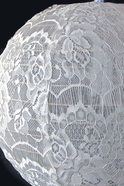 Lace Lanterns, Paper Parasol, Paper Lantern Lights, Christmas Thoughts, Tissue Pom Poms, Fabric Hanging, Backyard Adventure, White Lace Fabric, Wedding Lanterns