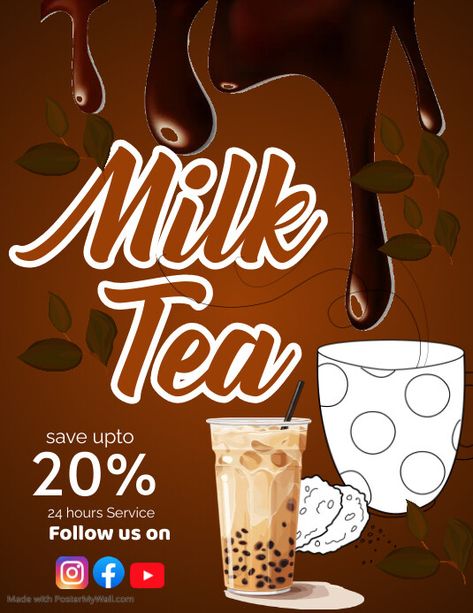 MILK TEA lover template Flyers Design Layout, Tea Template, Linkedin Background Image, Linkedin Banner, Kindle Book Cover, Flyers Design, Flyer Design Layout, Concept Map, Etsy Banner