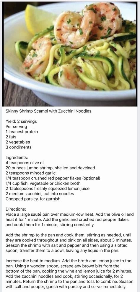 Zoodle Recipes Healthy, Lean Dinners, Shrimp Zucchini Noodles, Optavia Meals, Low Calorie Lunches, Green Zucchini, Optavia Recipes, Lean And Green, Zoodle Recipes