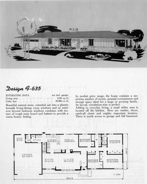 1950's Ranch Home. 1625 sq. ft.  Four bedrooms... just needs minor tweeking. 1950s House Plans Ranch Style Homes, 1970s Ranch House Floor Plans, 1950s Ranch House Plans, Ranch Home Layout Floor Plans, Vintage Ranch House Plans, Ranch House Plans With Basement, 1950s Ranch House, Rambler House Plans, Ranch House Floor Plans