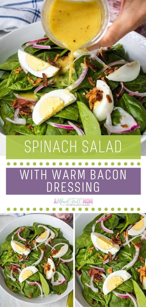 Spinach Salad Recipes Dressing, Spinach Bacon Salad, Spinach Salad Dressing, Warm Bacon Dressing, Healthy Spring Recipes, Bacon Dressing, Spring Recipe, Spinach Salad Recipes, Bacon Salad