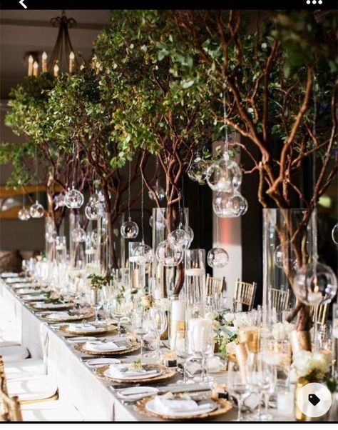 Tree Branches Wedding Decor, Wedding Decor With Trees, Wedding Branches Decor, Trees In Wedding Reception, Wedding Centerpieces Tree, Wedding Tree Centerpieces, Branch Wedding Decor, Tree Centerpieces Wedding, Elegant Winter Wedding Ideas