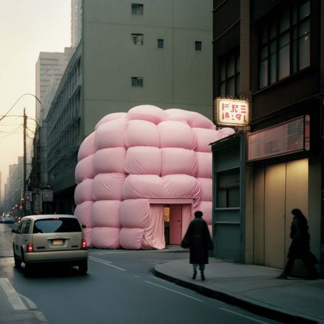 Paris Buildings, Pink Texture, News Studio, City Architecture, Commercial Interior Design, Art Architecture, Pop Up Store, Land Art, Commercial Interiors