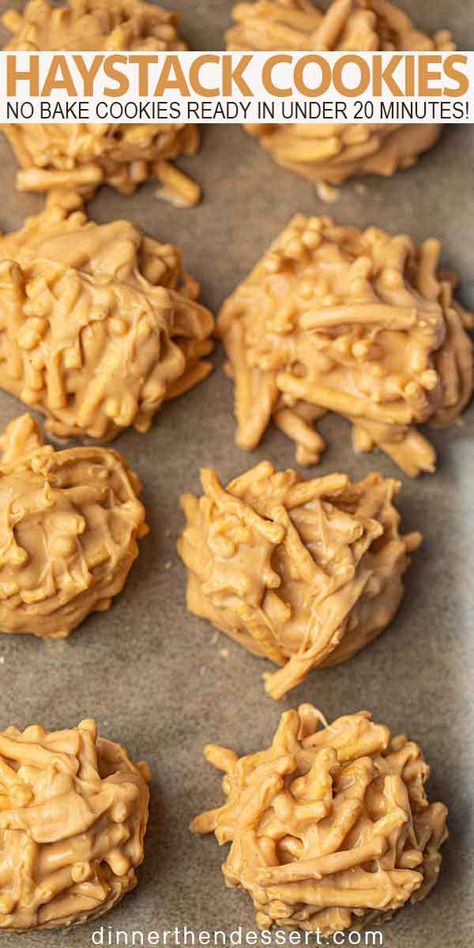 Chocolate Noodles, Cookies No Bake, Haystack Cookies, Haystacks Recipe, Easy No Bake Cookies, No Bake Cookie, Chocolate No Bake Cookies, Flourless Cookies, Chow Mein Noodles