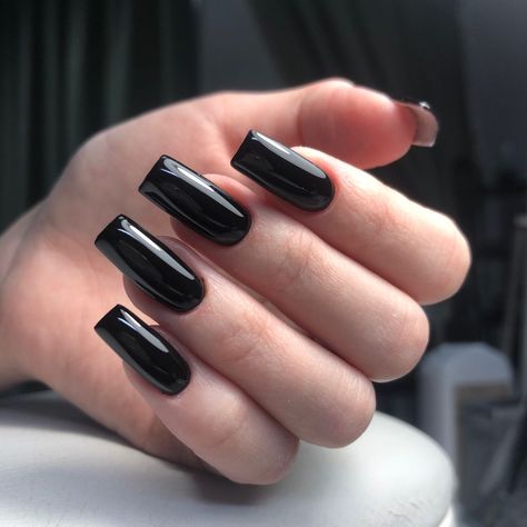 Square Medium Nails, Nails Inspiration Black, Squoval Nails, Black Acrylic Nails, Square Nail Designs, Nails Tumblr, Instagram Nails, Acrylic Nails Coffin Short, Dream Nails