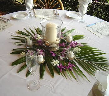 wedding beach centerpiece ideas and pictures | ... DIY (Do It Yourself) Wedding Ideas, Centerpieces, Decorations & Fav Beach Centerpieces, Tropical Centerpieces, Flowers And Candles, Beach Wedding Centerpieces, Tropical Beach Wedding, Tafel Decor, Simple Centerpieces, Hawaiian Theme, Hawaiian Wedding