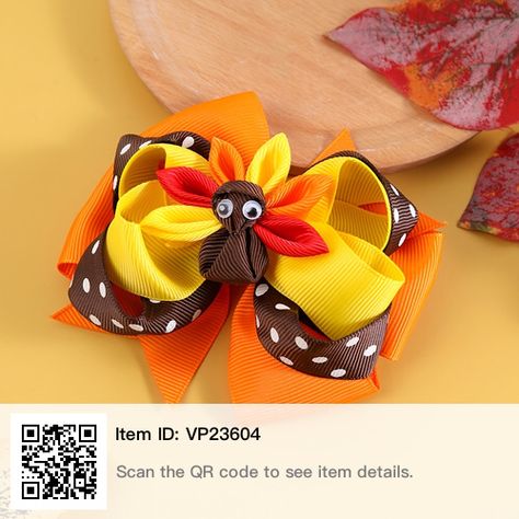 Thanksgiving Hairstyles For Kids, Turkey Hair Bow, Turkey Bow, Thanksgiving Hairstyles, Cosplay Hair Accessories, Pixie Bob Haircut, Grosgrain Ribbon Bows, Thanksgiving Theme, Hair Accessories Clips