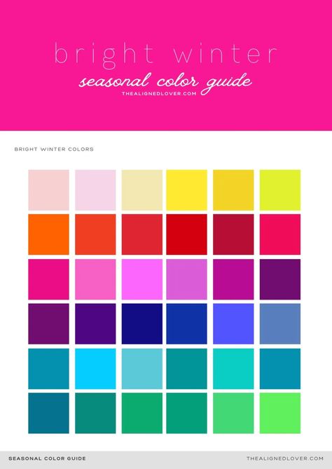 Guide to the Bright Winter Seasonal Color Palette | The Aligned Lover Winter Seasonal Color Palette, Iridescent Highlighter, Bright Winter Outfits, Winter Skin Tone, Seasonal Color Palette, Deep Winter Palette, Spring Bright, Winter Palette, Winter Cool