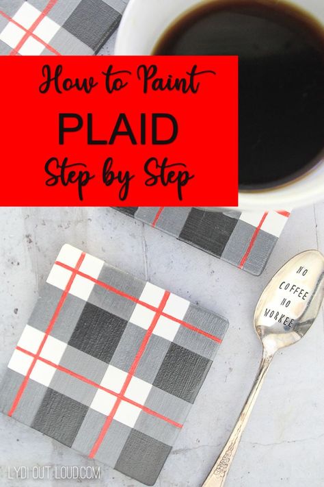 Learn how to paint plaid with this simple step by step tutorial! This easy to follow tutorial is great for even beginners. This DIY paint project is great to customize any home decor. via @lydioutloud #crafting #DIY #DIYproject Painting Plaid, Paint Plaid, Diy Plaid, Plaid Crafts, Plaid Diy, Diy Paint Projects, Pearl Paint, Learn How To Paint, Work Diy