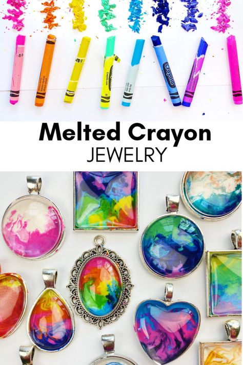 Crayon Jewelry, Melted Crayon Crafts, Melted Crayon Art, Crayon Crafts, Crayon Set, Diy Collier, Crayon Art Melted, Crayon Art, Melting Crayons