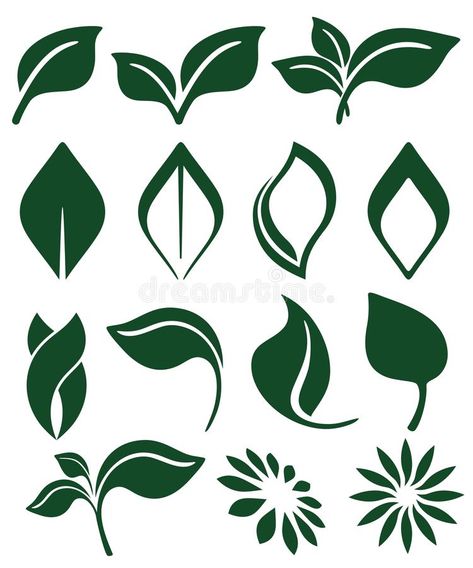 Green leaves. Abstract green leaves icons set , #AD, #Abstract, #leaves, #Green, #set, #icons #ad Stylized Leaf, Leaves Abstract, Image Nature, Ecology, Icon Set, Green Leaves, Royalty Free Images, Stock Images Free, Plant Leaves