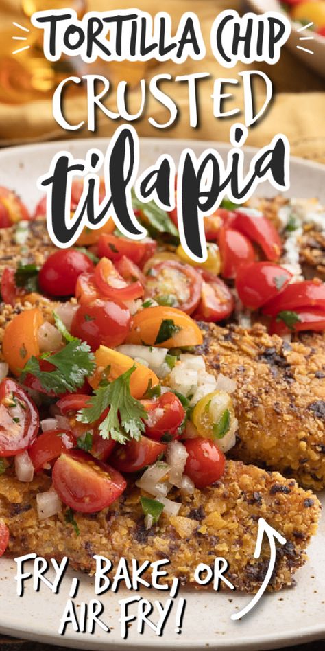 Tortilla Crusted Tilapia, Delicious Magazine Recipes, How To Cook Tilapia, Easy Tacos, Tacos Fish, Baked Fish Tacos, Vegan Bowl Recipes, Crock Pot Vegetables, Tacos Easy