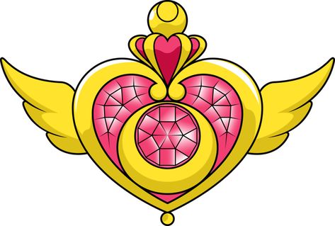 Sailor Moon - coloured Sailor Moon App Icon, Brooch Tattoo, Moon App Icon, Sailor Moon Heart, Wings Reference, Moon Transparent, Sailor Moon Brooch, Powerpuff Girls Characters, Moon Brooch