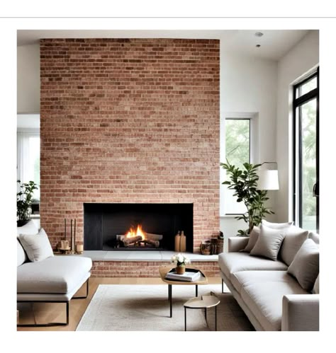 Living Room With Brick Wall, Corner Brick Fireplaces, Brick Fireplace Ideas, Red Brick Fireplaces, White Brick Fireplace, Painted Brick Fireplace, Cottage Interior Design, Cozy Up Your Home, White Wash Brick