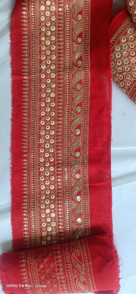 Marodi Work Crafting With Metal Sequins And Kasav Dori In Pure Raw Silk BORDER Marodi Work Border Design, Marori Work Designs, Sabyasachi Borders Embroidery, Marodi Work Dress, Marodi Work Sabyasachi, Marodi Work Blouse, Sabyasachi Embroidery, Marori Work, Bavariya Work