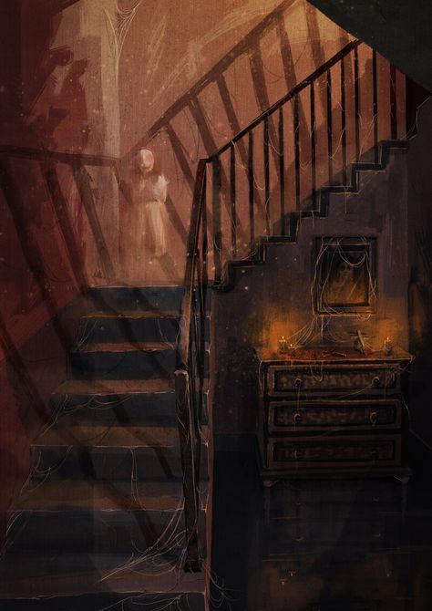 Haunted House Pictures, Haunted House Drawing, Scary Clips, Scary Houses, Creepy Houses, Dead Girl, Horror Artwork, Scenery Photography, Painted Stairs